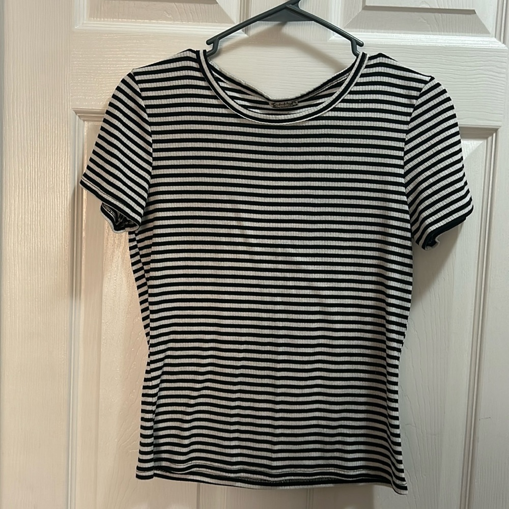 Free People black/white strip top